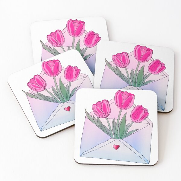 Item preview, Envelope with Red & Pink Tulips – Romantic Spring Love Letter Design designed and sold by LiudmylaMaika.