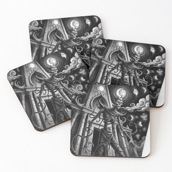 Item preview, Khonsu Moon God Ancient Egyptian God Gothic style illustration designed and sold by Vintage Designs +.