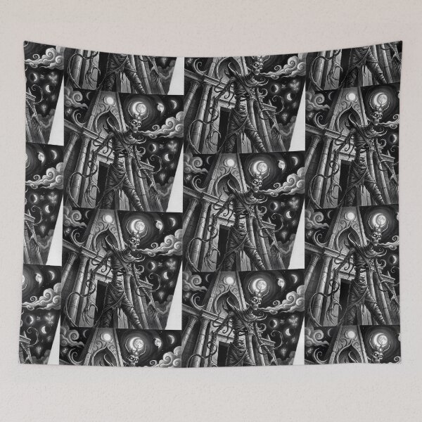 Item preview, Khonsu Moon God Ancient Egyptian God Gothic style illustration designed and sold by Vintage Designs +.
