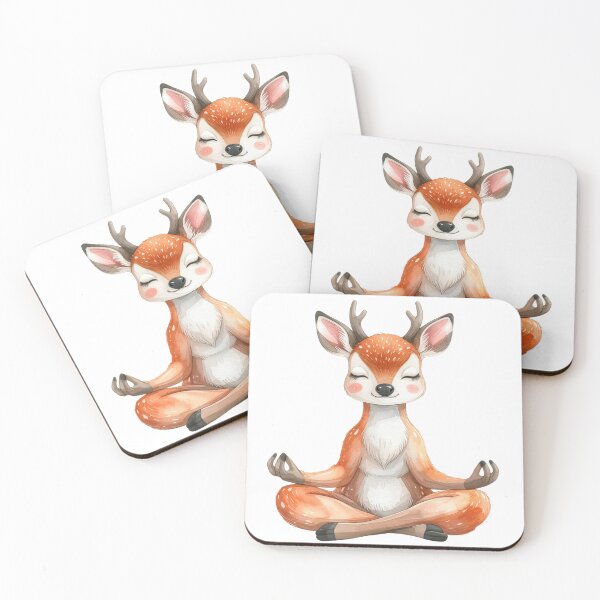 Item preview, Mindful Cute Fawn in Peaceful Yoga Meditation Pose designed and sold by takeng07.