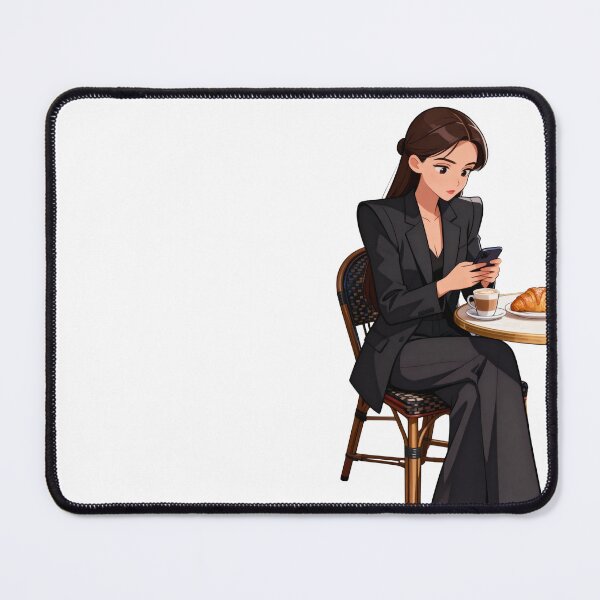 Item preview, Parisian Café Moment Art Print - Woman in Black Suit on Phone, Elegant Cityscape, Modern Life & Classic Charm Wall Decor designed and sold by meetart15.