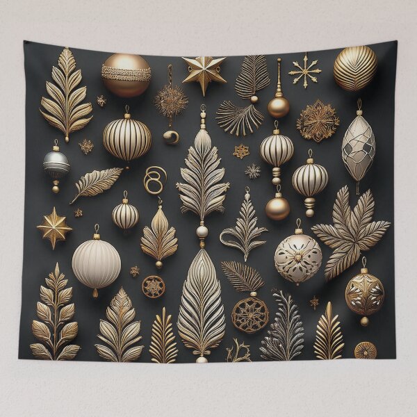 Item preview, Vintage christmas decorations on a black background designed and sold by Photopat.