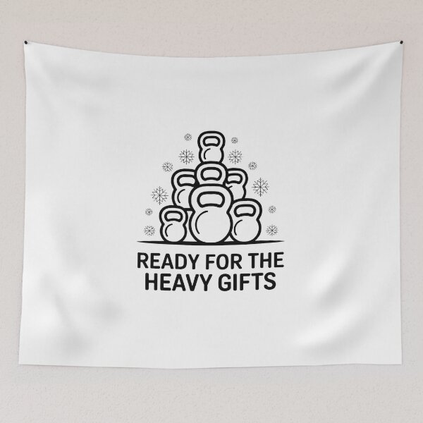 Item preview, Ready for the Heavy Gifts | Minimalist Winter Fitness Kettlebell Christmas Tree Design designed and sold by WSPrintCrafter.