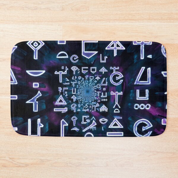 Item preview, Neon Lights Cyberpunk Egyptian Hieroglyphics, symmetrical textures (image size 8320x12480) designed and sold by Digital-Davinci.