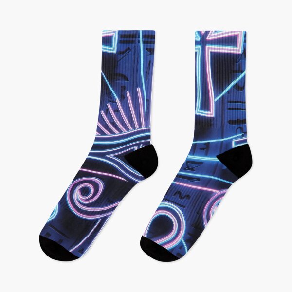 Item preview, Ankh, Eye of Ra, Neon Lights Cyberpunk Egyptian Hieroglyphics, symmetrical textures (image size 8320x12480) designed and sold by Digital-Davinci.
