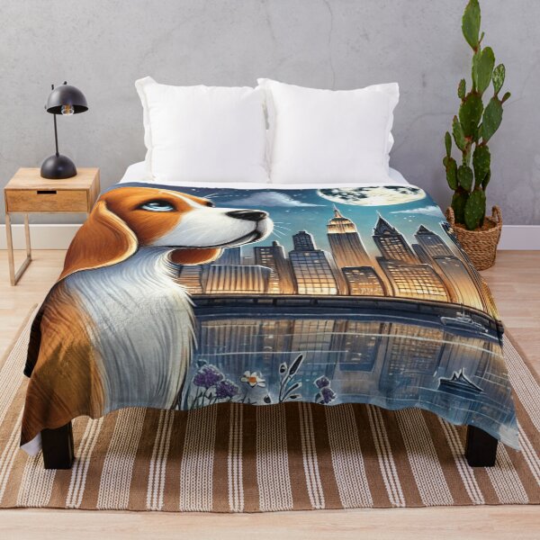 Item preview, Moon Gazing Beagle City Skyline Art designed and sold by BigBlueArt.