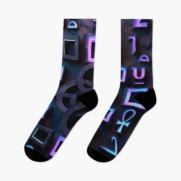 Item preview, Neon Light Tiles,  Cyberpunk Egyptian Hieroglyphics, symmetrical textures (image size 8320x12480) designed and sold by Digital-Davinci.