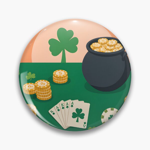 Item preview, St Patrick Day poker table clipart with casino chips playing pot of gold coins and green shamrocks on a transparent background designed and sold by ArtPetrenko90.