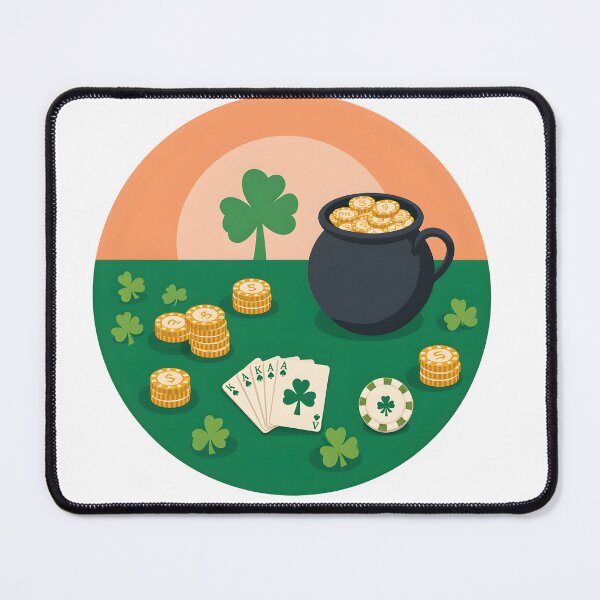 Item preview, St Patrick Day poker table clipart with casino chips playing pot of gold coins and green shamrocks on a transparent background designed and sold by ArtPetrenko90.