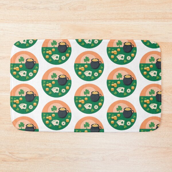 Item preview, St Patrick Day poker table clipart with casino chips playing pot of gold coins and green shamrocks on a transparent background designed and sold by ArtPetrenko90.