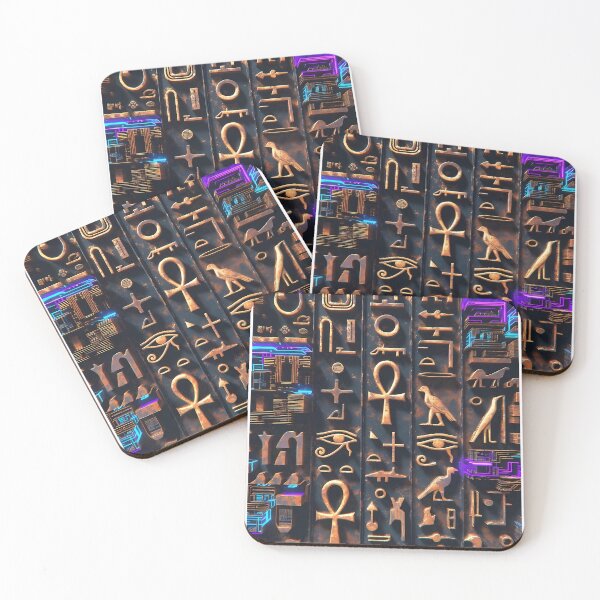 Item preview, Neon Light ,  Cyberpunk Egyptian Hieroglyphics, symmetrical textures (image size 8320x12480) designed and sold by Digital-Davinci.