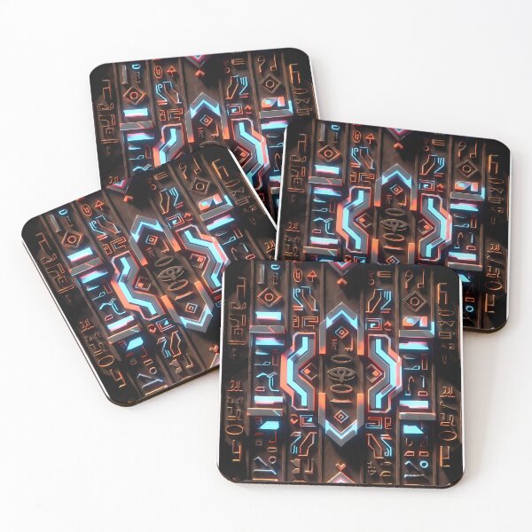Item preview, Neon Light ,  Cyberpunk Egyptian Hieroglyphics, symmetrical textures (image size 8320x12480) designed and sold by Digital-Davinci.