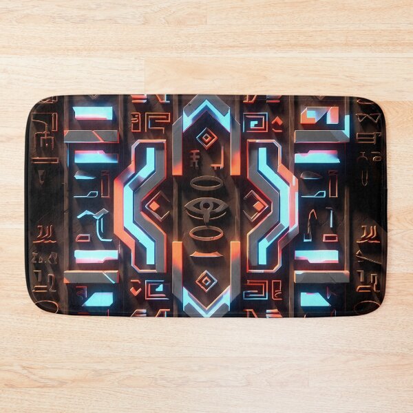 Item preview, Neon Light ,  Cyberpunk Egyptian Hieroglyphics, symmetrical textures (image size 8320x12480) designed and sold by Digital-Davinci.