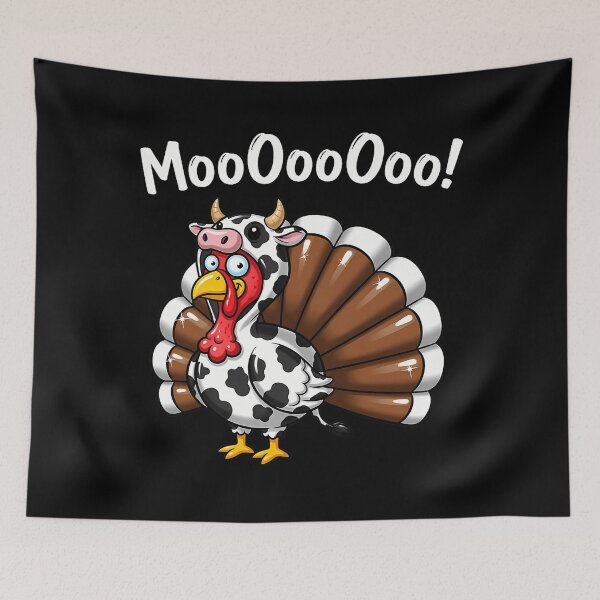 Item preview, Day 90s Cow Funny Festive Moo Holiday Thanksgiving Turkey designed and sold by rebeccathanuos.