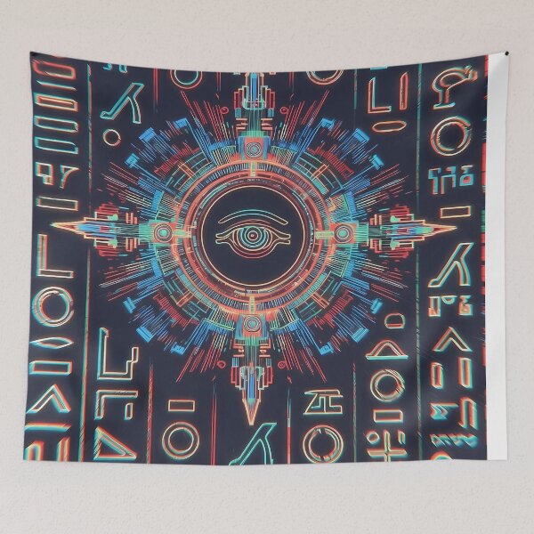 Item preview, Neon Light, Cyberpunk Egyptian Hieroglyphics, symmetrical textures (image size 8320x12480) designed and sold by Digital-Davinci.
