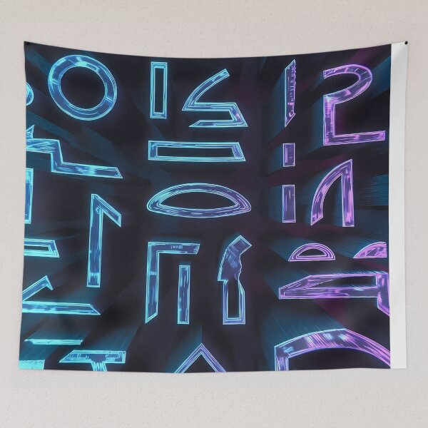Item preview, Neon Light, Cyberpunk Egyptian Hieroglyphics, symmetrical textures (image size 8320x12480) designed and sold by Digital-Davinci.