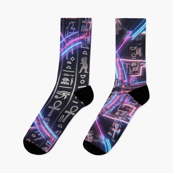 Item preview, Neon Light, Cyberpunk Egyptian Hieroglyphics, symmetrical textures (image size 8320x12480) designed and sold by Digital-Davinci.