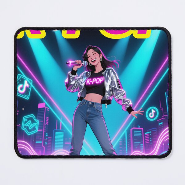 Item preview, K-POP Neon Stage Singer – Vibrant Idol Aesthetic Urban Pop Artwork designed and sold by VG FASHION DESIGNS.