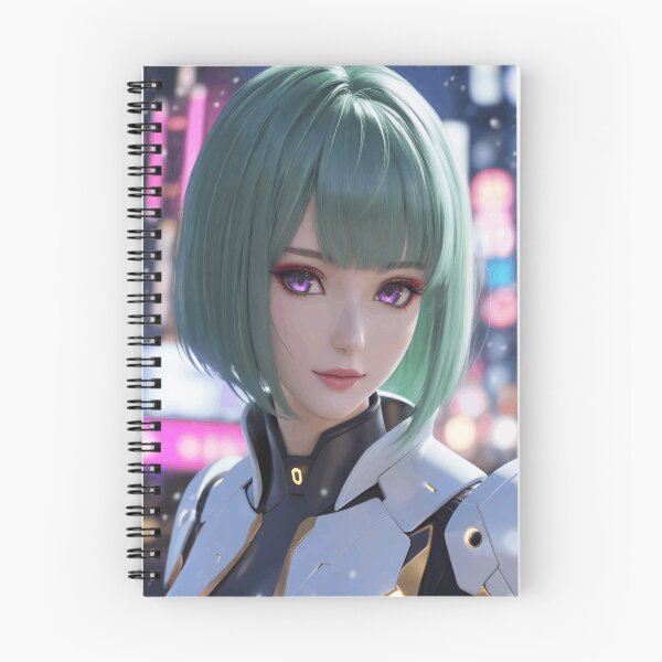 Item preview, Cyber Mint Girl Under Neon City Lights designed and sold by SEIMEI2025.
