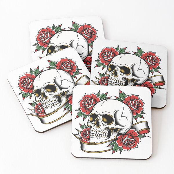 Artikelvorschau, Totenkopf mit Rosen – Dunkler floraler Tattoo-Stil entworfen und verkauft von saiful020.