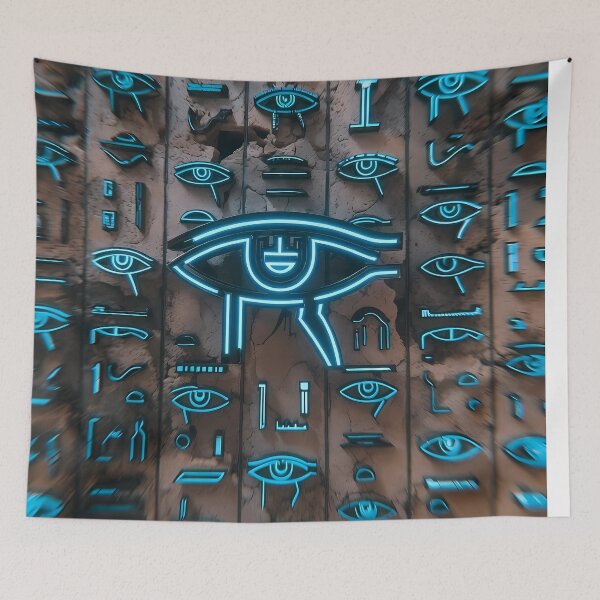 Item preview, Neon Light, Cyberpunk Egyptian Hieroglyphics, symmetrical textures (image size 8320x12480) designed and sold by Digital-Davinci.