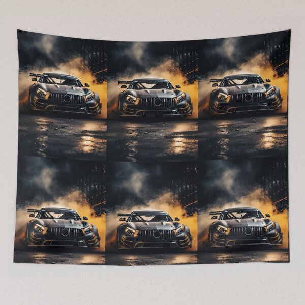 Item preview, Ferocious race car exploding from smoke in dramatic motion designed and sold by RevUpDesign.