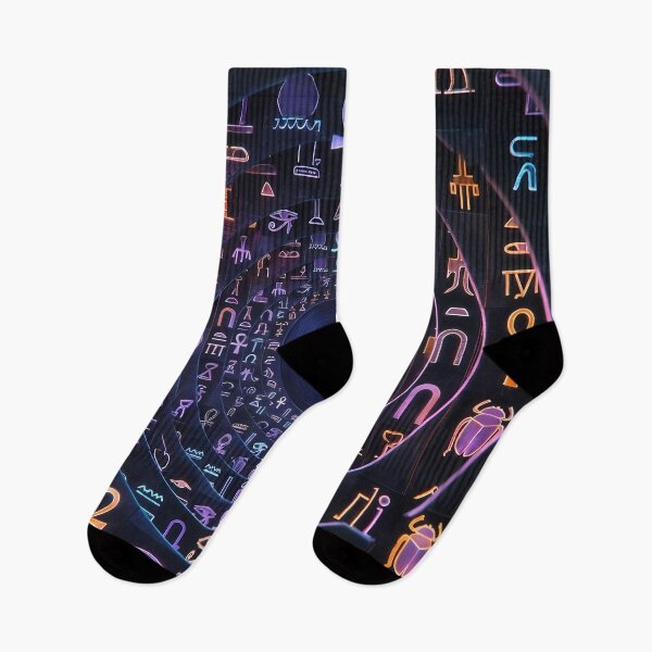 Item preview, Neon Light, Cyberpunk Egyptian Hieroglyphics, symmetrical textures (image size 8320x12480) designed and sold by Digital-Davinci.