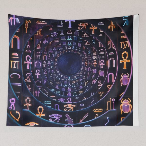Item preview, Neon Light, Cyberpunk Egyptian Hieroglyphics, symmetrical textures (image size 8320x12480) designed and sold by Digital-Davinci.