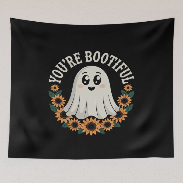 Item preview, You're Bootiful Ghost Halloween Spooky Season Floral Ghost designed and sold by CultureSpec.