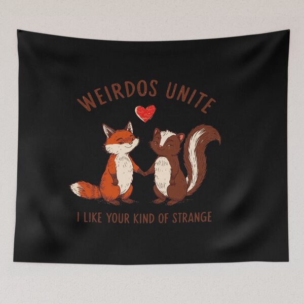 Item preview, Weirdos Unite Shirt – Cute Fox & Skunk Vintage Design – Funny Animal Friendship Tee designed and sold by Printsouf.