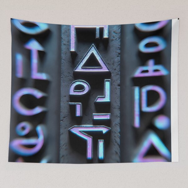 Item preview, Neon Light, Cyberpunk Egyptian Hieroglyphics, symmetrical textures (image size 8320x12480) designed and sold by Digital-Davinci.