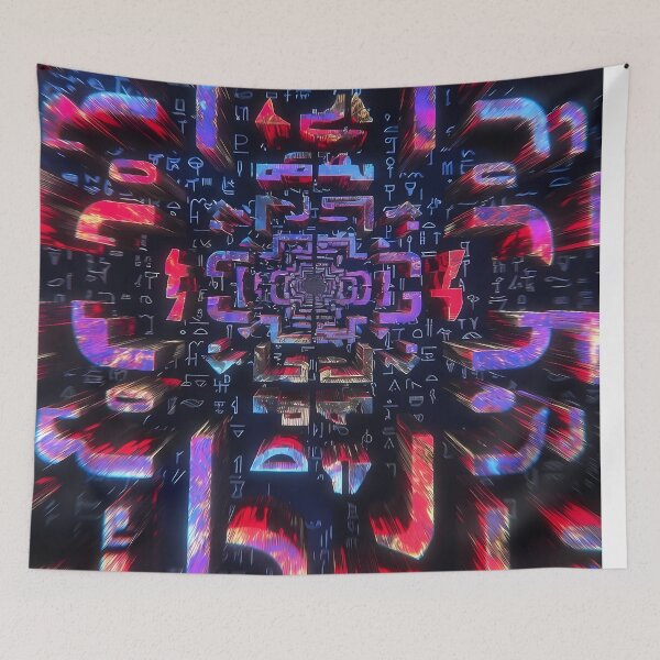 Item preview, Neon Light, Cyberpunk Egyptian Hieroglyphics, symmetrical textures (image size 8320x12480) designed and sold by Digital-Davinci.