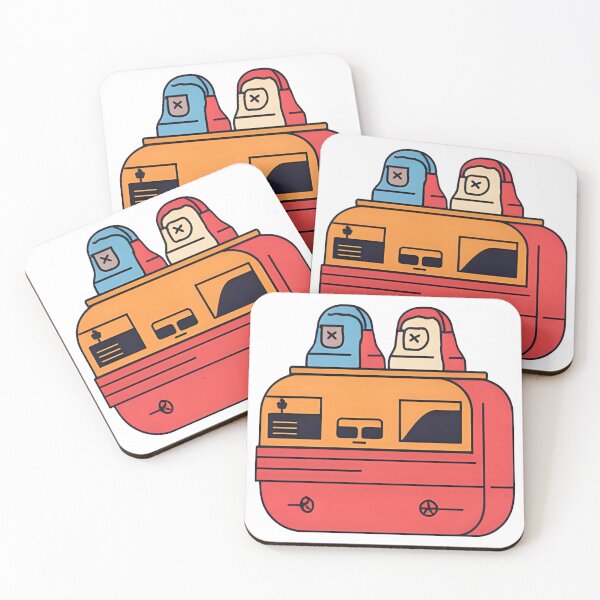 Item preview, Cartoon Duo Astronauts in Bright Orange Vehicle With Fun Colors and Bold Design designed and sold by KanDa-Shop.