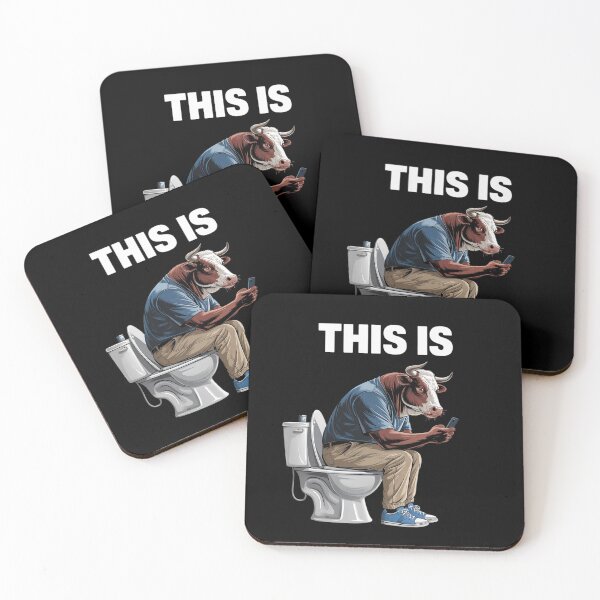 Item preview, Bull is sitting on a toilet, and playing with a smartphone  designed and sold by VerseFarm.