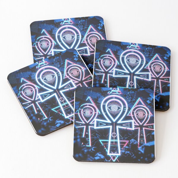 Item preview, Ankh Symbol, Neon Light, Cyberpunk Egyptian Hieroglyphics, symmetrical textures (image size 8320x12480) designed and sold by Digital-Davinci.
