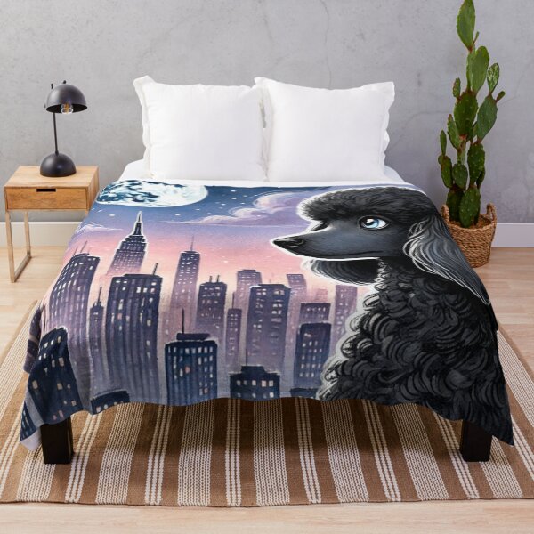 Item preview, Moonlit Black Poodle City Skyline Art designed and sold by BigBlueArt.