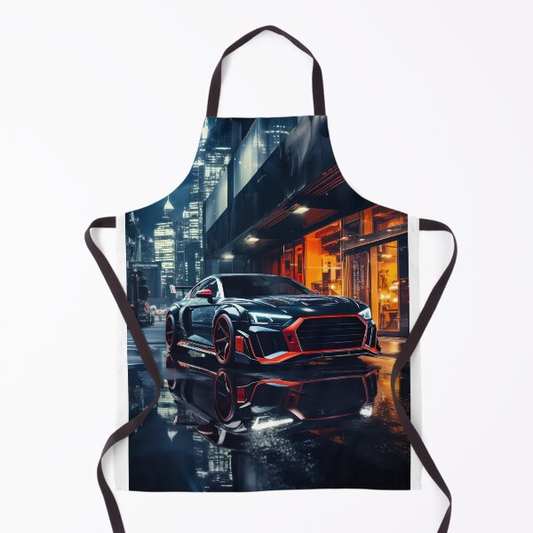Item preview, Futuristic race car parked in neon-lit urban street designed and sold by RevUpDesign.