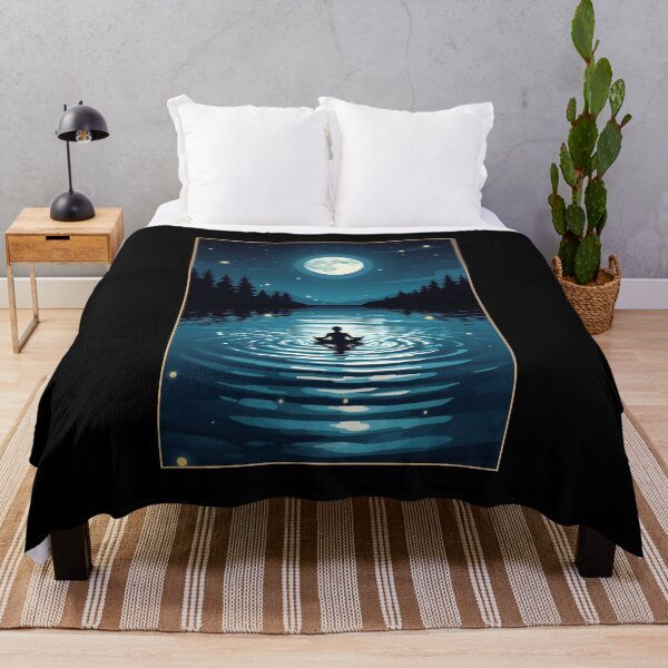 Item preview, “Crescent Moon Meditation – Aesthetic Celestial Cartoon Print” designed and sold by CosmicNook1.