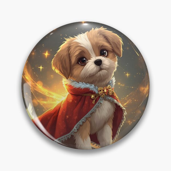 Item preview, Cute Magical Christmas Dog in Festive Red Cloak with Glowing Stars - Whimsical Holiday Fantasy Art designed and sold by BlueYasmine.