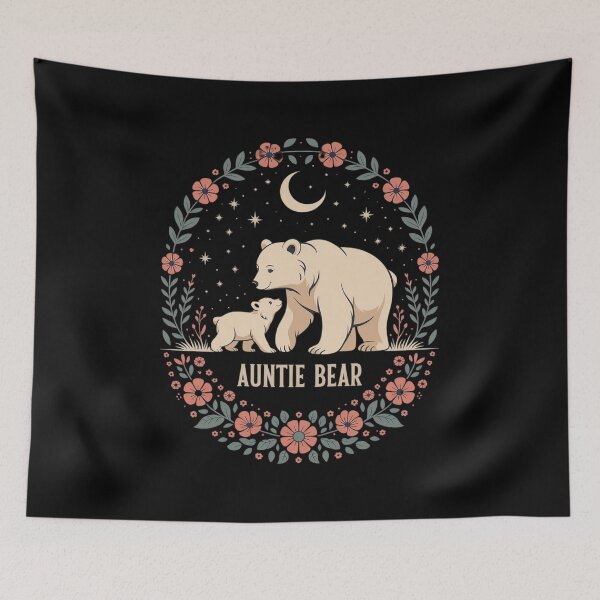 Item preview, Auntie Bear With 1 Cub Boho Floral Cute Aunt Bear  designed and sold by RsFilsingerArt.