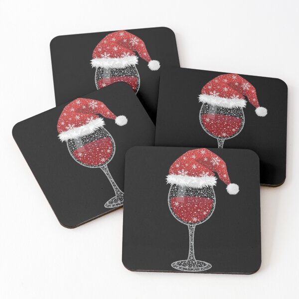 Item preview, Festive Wine Glass with Santa Hat – Glittering Christmas Holiday Illustration designed and sold by PixelVibe782.