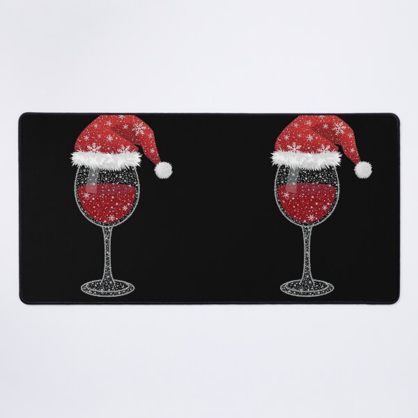 Item preview, Festive Wine Glass with Santa Hat – Glittering Christmas Holiday Illustration designed and sold by PixelVibe782.
