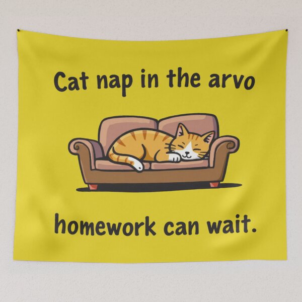 Item preview, Cat Nap in the Arvo – Cute Aussie Cat Design designed and sold by TroyTheTerrific.