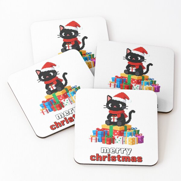 Item preview, Merry Christmas Black Cat Pixel Art Santa Hat Gamer Gift designed and sold by CedriMark.