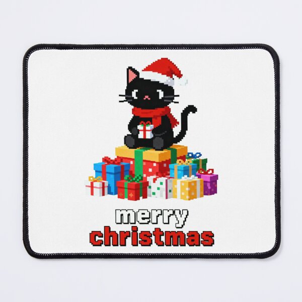 Item preview, Merry Christmas Black Cat Pixel Art Santa Hat Gamer Gift designed and sold by CedriMark.