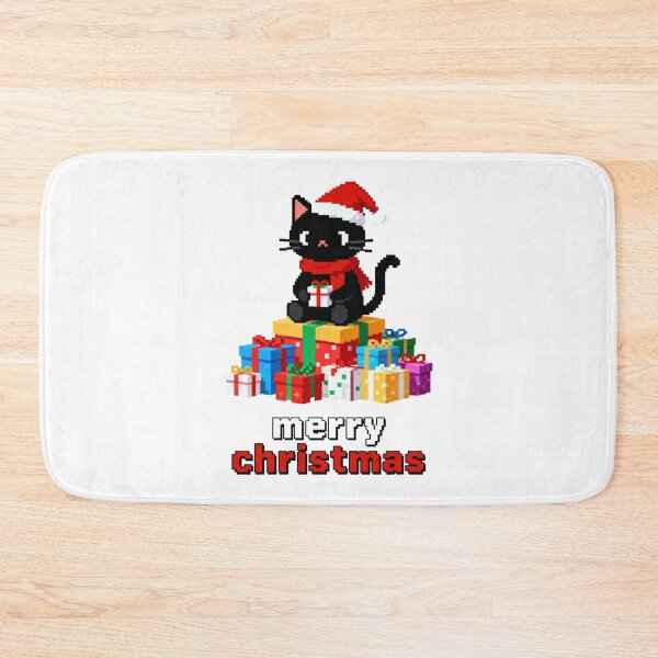 Item preview, Merry Christmas Black Cat Pixel Art Santa Hat Gamer Gift designed and sold by CedriMark.