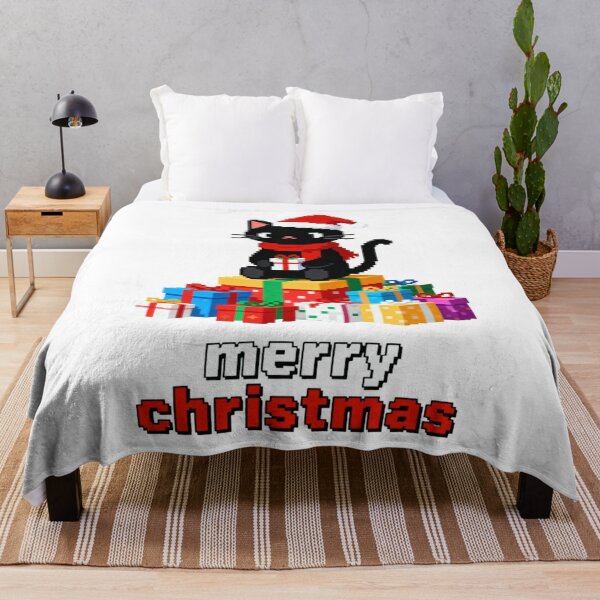 Item preview, Merry Christmas Black Cat Pixel Art Santa Hat Gamer Gift designed and sold by CedriMark.