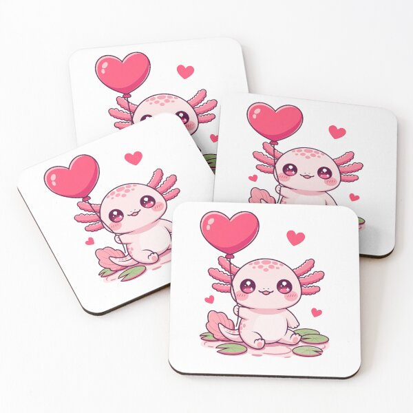 Item preview, Cute Smiling Axolotl With Hearts Cute Valentine Gift (2) designed and sold by GrumpySableye.