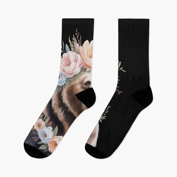 Item preview, Brown Bear Boho Woodland Animal Floral  designed and sold by RsFilsingerArt.