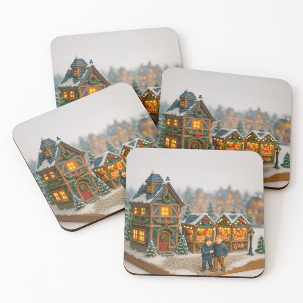 Item preview, Strolling Through the Christmas Market | Cosy Christmas Village Miniature with a Happy Couple designed and sold by Little-Worlds.